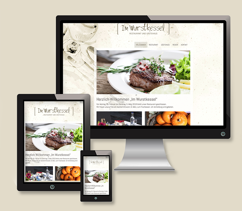 Website für das Restaurant „Im Wurstkessel“ in Kreuzberg/Ahr.